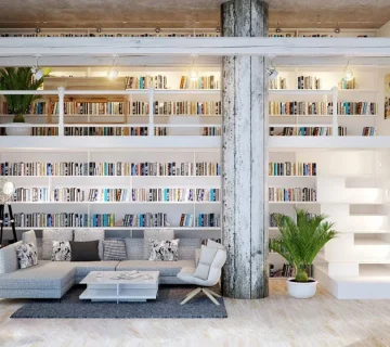 کتابخانه چوبی ساده و شیک