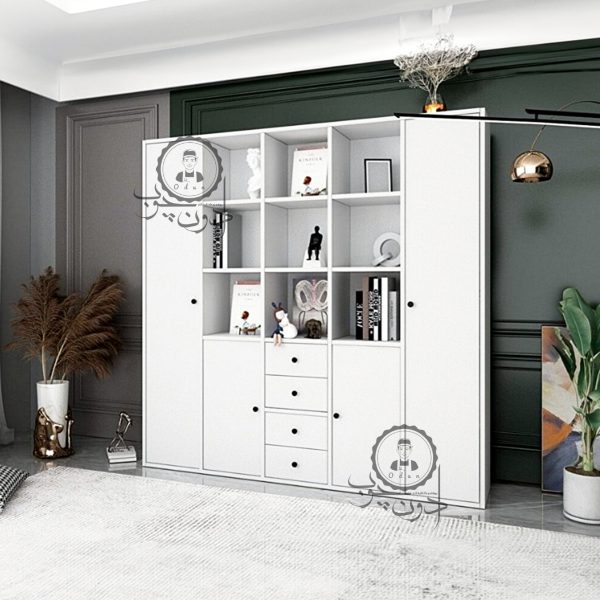 قفسه کتاب دارای کمد مدل یادگار اُدون چوب