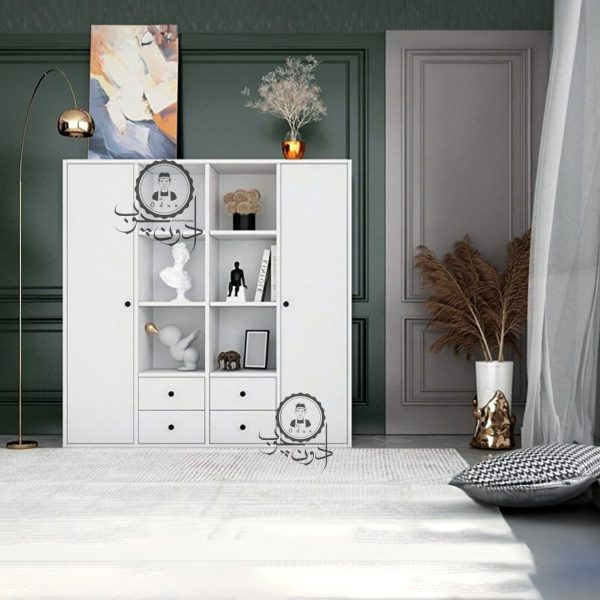 کتابخانه دارای کمد مدل مونا اُدون چوب